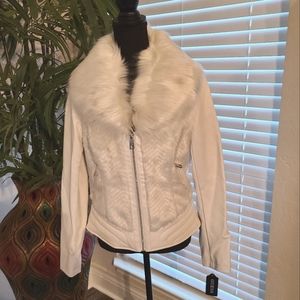 Guess, Leather Jacket with Fur